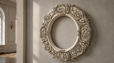 Decorative frames, framing Round frame with putti and cartouches in the Baroque style 3d model