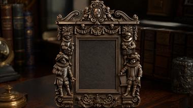 Decorative frames, framing Baroque mirror with putti and mask, decorative profile 3d model