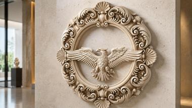 Decorative frames, framing Round ornament with a soaring eagle and curls 3d model