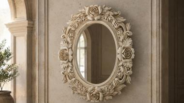 Decorative frames, framing Oval mirror with roses and acanthus leaves 3d model