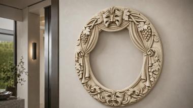 Decorative frames, framing Round ornamental frame with grapevine and mask 3d model