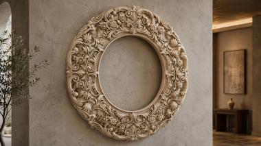 Decorative frames, framing Round frame with lush grape vines and scrolls 3d model