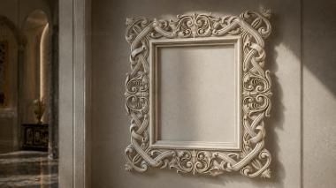 Decorative frames, framing Carved mirror frame with swirls and weaving 3d model