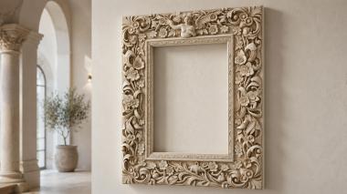 Decorative frames, framing Picture frame with a three-dimensional floral pattern and an angel 3d model