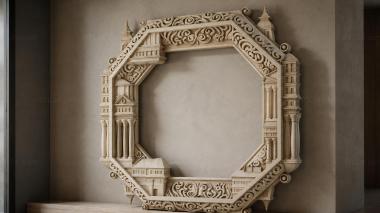Decorative frames, framing Architectural frame with columns and building facades 3d model