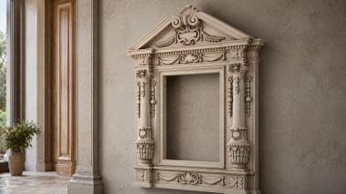 Decorative frames, framing Classical portal with a triangular pediment and Corinthian pilasters 3d model