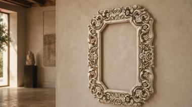 Decorative frames, framing Carved mirror frame with swirls and floral motifs 3d model