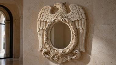 Decorative frames, framing Mirror ornament with a double-headed eagle and an oval medallion 3d model