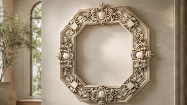 Decorative frames, framing Octagonal frame with royal coat of arms and acanthus scrolls 3d model