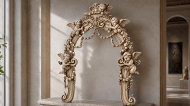 Decorative frames, framing Classic doorway with putti and garlands 3d model