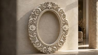 Decorative frames, framing Oval frame with swirls and stars 3d model