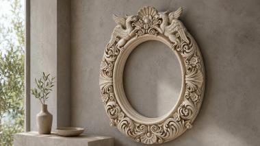Decorative frames, framing Oval mirror frame with lions and palmettes 3d model