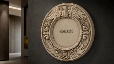 Decorative frames, framing Medallion with eagle and swirls for CNC 3d model