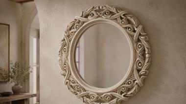 Decorative frames, framing Oval carved wooden frames with vertical carved posts 3d model