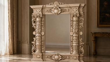 Decorative frames, framing Architectural fireplace mantel with Corinthian pilasters and cartouche 3d model