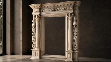 Decorative frames, framing Classic door portal with Corinthian capitals and foliage 3d model