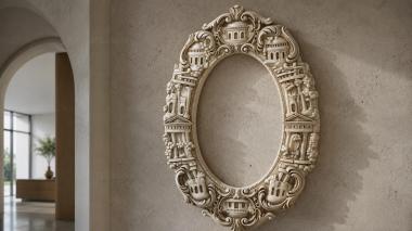Decorative frames, framing Oval frame with architectural elements and volutes 3d model