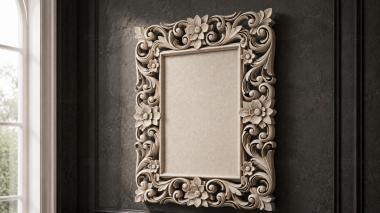 Decorative frames, framing Mirror with a floral frieze and S-shaped swirls 3d model