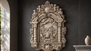 Decorative frames, framing Baroque ornament with a marine theme and putto 3d model