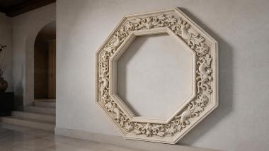 Decorative frames, framing Octagonal frame with floral ornament and sculptural elements 3d model
