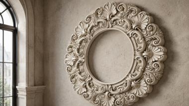 Decorative frames, framing Round mirror frame with acanthus scrolls and shells 3d model