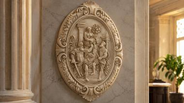 Decorative frames, framing Oval medallion panel with putto and flowers in a decorative frame 3d model