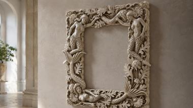 Decorative frames, framing Square frame with mermaids and sea motifs 3d model