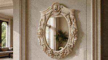 Decorative frames, framing Theatrical mirror with masks and sun 3d model