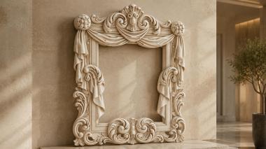 Decorative frames, framing Carved decorative frame with drapery and shell 3d model