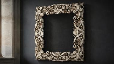 Decorative frames, framing Square frame with grape clusters and curls 3d model
