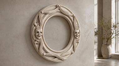Decorative frames, framing Round frame with face masks and arched ornament 3d model