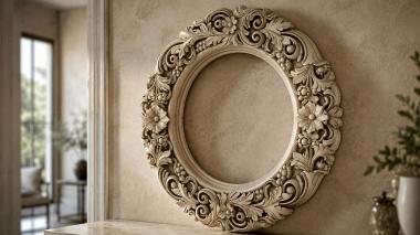 Decorative frames, framing Round frame with acanthus, scrolls and bunches of grapes 3d model