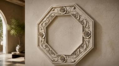 Decorative frames, framing Octagonal frame with roses and climbing ornament 3d model