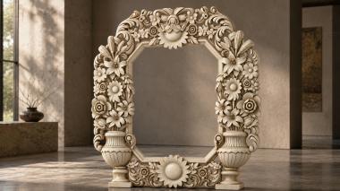 Decorative frames, framing Decorative mirror with flower urns and swirls 3d model