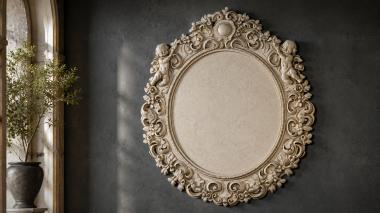 Decorative frames, framing Oval mirrors with angels and carved ornaments 3d model