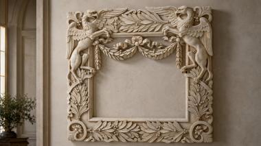 Decorative frames, framing Classic frame with winged griffins and floral ornament 3d model