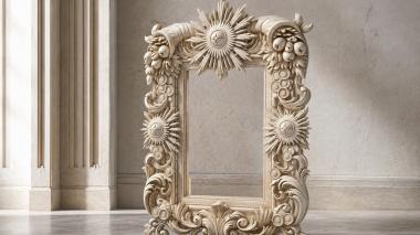 Decorative frames, framing Mirror frame with lion heads and sun pattern 3d model