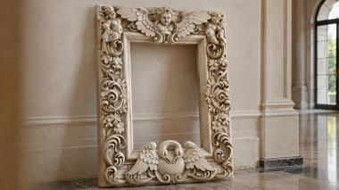 Decorative frames, framing Arkhangelsk frame with angel figurines and vintage scrolls 3d model