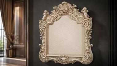 Decorative frames, framing Decorative frame with angels and curls for a mirror 3d model