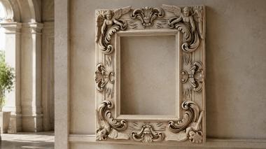 Decorative frames, framing Frame with angels and volutes for CNC 3d model