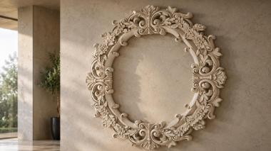 Decorative frames, framing Baroque arch with oval mirror frame and spiral volutes 3d model