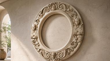Decorative frames, framing Round frame with Egyptian pharaohs and scrolls 3d model