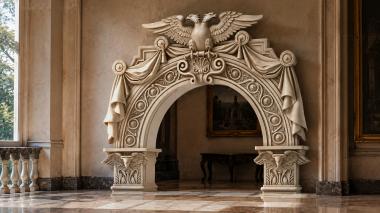 Decorative frames, framing Architectural arch with winged eagle and draperies 3d model
