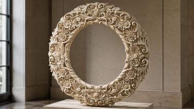 Decorative frames, framing Round frame with scrolls and floral rosettes 3d model
