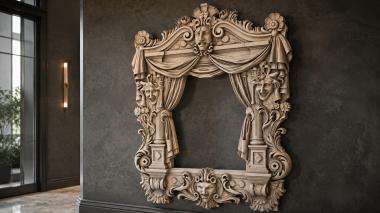 Decorative frames, framing Theatrical frame with masks and drapery 3d model