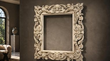 Decorative frames, framing Baroque frame with volutes and floral cartouches 3d model