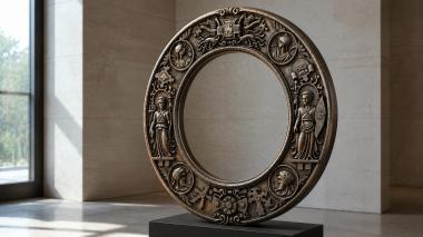 Decorative frames, framing Round icon with saints and figurative carved borders 3d model
