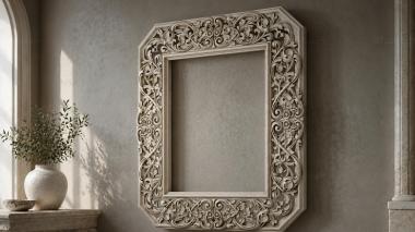 Decorative frames, framing Carved square frame with floral ornament 3d model