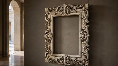 Decorative frames, framing Frame molding with scrolls and floral elements 3d model