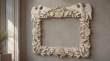 Decorative frames, framing Decorative carved molding with wings and leaves for CNC 3d model